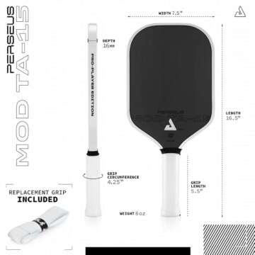 JOOLA Perseus MOD TA 15 16mm Pro Player Edition Pickleball Paddle - Gen 3 Propulsion Core & Charged ...