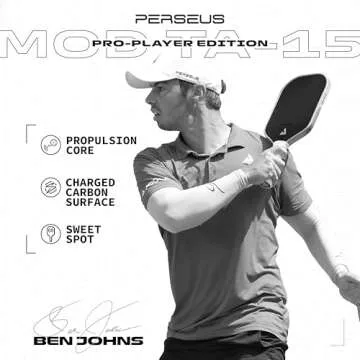 JOOLA Perseus MOD TA 15 16mm Pro Player Edition Pickleball Paddle - Gen 3 Propulsion Core & Charged Carbon Surface Technology - Carbon Fiber Pickleball Paddle with White Edge Guard - USAPA Approved