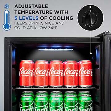 Ivation 126 Can Beverage Refrigerator | Freestanding Ultra Cool Mini Drink Fridge | Beer, Cocktails,...