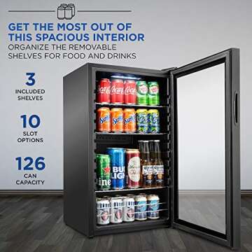 Ivation 126 Can Beverage Refrigerator - Ultra Cool Mini Drink Fridge
