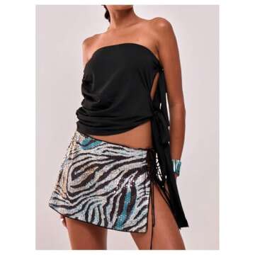 SweatyRocks Sequin Zebra Mini Skirt for Parties