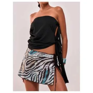 SweatyRocks Sequin Zebra Mini Skirt for Parties