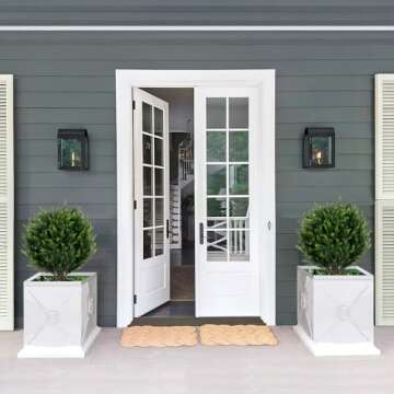 Keepinno 21''T Artificial Cedar Topiary Ball Tree 2 Pack, Outdoors Artificial Shrubs Fake Plants Uv Rated Potted Plants for Outdoor, Indoor, Front Door, Office Decor.