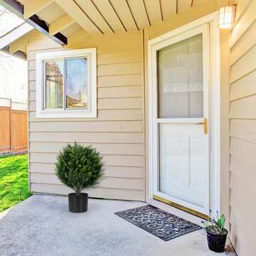 Keepinno 21''T Artificial Cedar Topiary Ball Tree 2 Pack, Outdoors Artificial Shrubs Fake Plants Uv Rated Potted Plants for Outdoor, Indoor, Front Door, Office Decor.