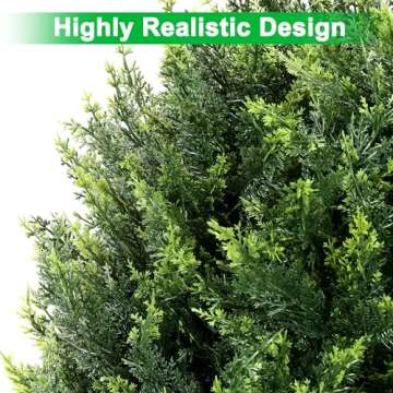 Keepinno 21''T Artificial Cedar Topiary Ball Tree 2 Pack, Outdoors Artificial Shrubs Fake Plants Uv Rated Potted Plants for Outdoor, Indoor, Front Door, Office Decor.