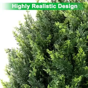 Keepinno 21''T Artificial Cedar Topiary Ball Tree 2 Pack, Outdoors Artificial Shrubs Fake Plants Uv Rated Potted Plants for Outdoor, Indoor, Front Door, Office Decor.