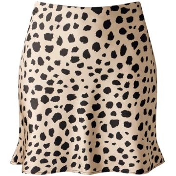 Chic Reaowazo Mini Skirt for Women - Satin High Elastic Waist Ruffle Skirt