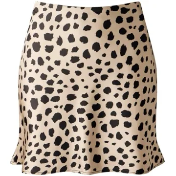 Chic Reaowazo Mini Skirt for Women - Satin High Elastic Waist Ruffle Skirt