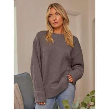 LILLUSORY Oversized Sweater Womens 2024 Fall Fashion Outfits Pullover Long Tunic Old Money Winter Clothes Cute Crewneck Trendy Knit Chunky Warm Knitted Top