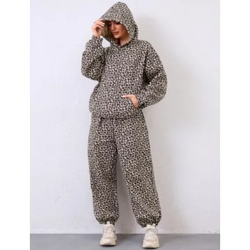 Eutten Leopard Print Sweatsuit Set for Women - Cozy Chic Lounge Wear
