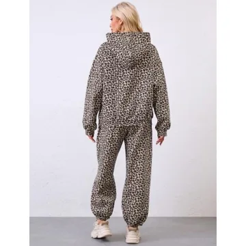 Eutten Leopard Print Sweatsuit Set for Women - Cozy Chic Lounge Wear