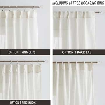 Kayne Studio Boho 2 Pages Sheer Pinch Pleated Curtains,Linen Blended 95 Inches Long Window Treatment...