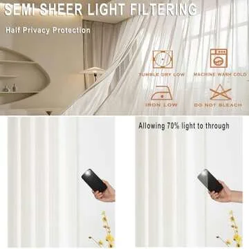 Kayne Studio Boho 2 Pages Sheer Pinch Pleated Curtains,Linen Blended 95 Inches Long Window Treatments,Light Filtering Pinch Pleat Drapes for Farmhouse Living Room 36" W x 95" L,18 Hooks,Beige