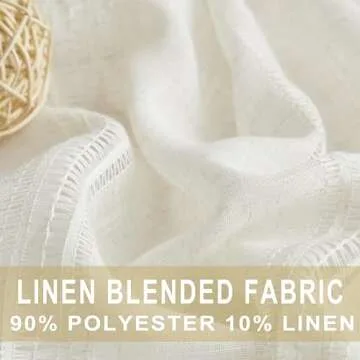 Kayne Studio Boho 2 Pages Sheer Pinch Pleated Curtains,Linen Blended 95 Inches Long Window Treatments,Light Filtering Pinch Pleat Drapes for Farmhouse Living Room 36" W x 95" L,18 Hooks,Beige