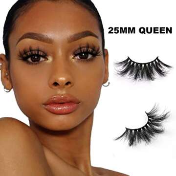 SY SHUYING 25mm Mink Lashes 3D Real Mink Eyelashes Fluffy Dramatic False Eyelashes 6D Wispy Long Thick Handmade Luxury Volume Strip Eye Lashes (3 Pairs, Doll Honey Queen)