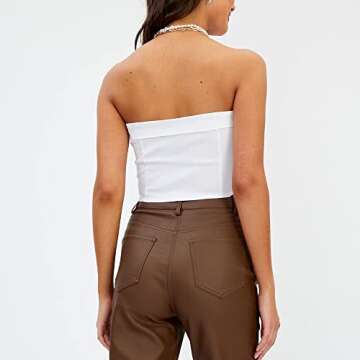 MISSACTIVER Women Sexy Strapless Tube top Sleeveless Off Shoulder Slim Fit Solid Club Crop Top Corset Bustier Tops