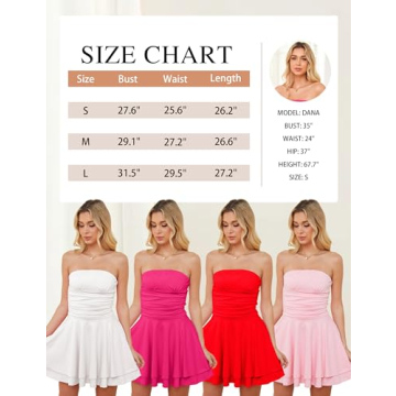 MISSACTIVER Women Strapless Tube Top Mini Dress Off Shoulder Sleeveless Ruched Waist Short Dress Layered Flowy Summer Dresses Dark Green