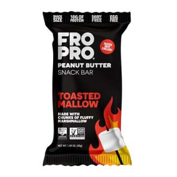 FROPRO Snack Bars - Plant Powered Peanut Butter Protein Bars. All-Natural, Gluten-Free, Dairy-Free, Egg-Free, & Non-GMO | Toasted Mallow, 12 Pack