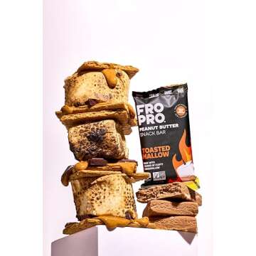 FROPRO Snack Bars - Plant Powered Peanut Butter Protein Bars. All-Natural, Gluten-Free, Dairy-Free, Egg-Free, & Non-GMO | Toasted Mallow, 12 Pack