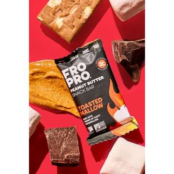 FROPRO Snack Bars - Plant Powered Peanut Butter Protein Bars. All-Natural, Gluten-Free, Dairy-Free, Egg-Free, & Non-GMO | Toasted Mallow, 12 Pack