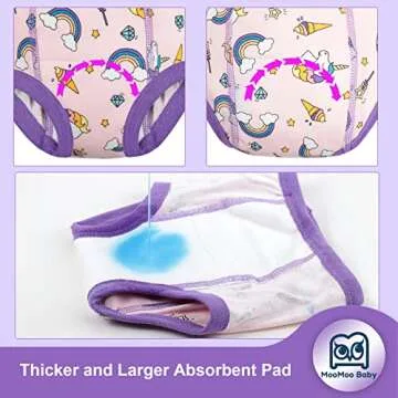 MooMoo Baby Girls  Potty Training Underwear - 6 Pack Absorbent