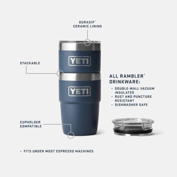 YETI Rambler 8 oz Insulated Coffee Mug - Stackable, Double-Wall Vacuum Insulated - DuraSip Ceramic L...