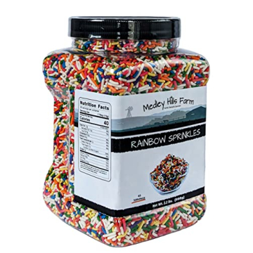 Rainbow Bulk Sprinkles by Medley Hills Farm - 2.2 Lbs. in Reusable Container for Cake and Cookie Dec...