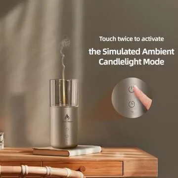 Decor Swan Ultrasonic Essential Oil Diffuser with Candlelight, Portable Rechargeable Flame Humidifier for Aromatherapy, Meditation, for Home, SPA, Office with USB Charge, Auto-Off Timer, Champaign