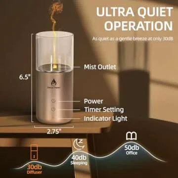 Decor Swan Ultrasonic Essential Oil Diffuser with Candlelight, Portable Rechargeable Flame Humidifier for Aromatherapy, Meditation, for Home, SPA, Office with USB Charge, Auto-Off Timer, Champaign