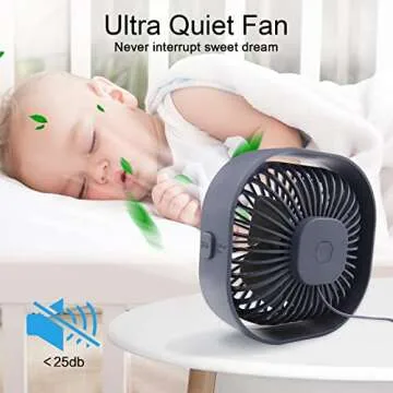 Desk Fan Portable Personal Table Small Desktop Cooling 3 Speeds Quiet Mini With Cable Powered by USB 360° Rotation Micro Fan for Home Office Bedroom Car Outdoor Camping Travel (Gray)