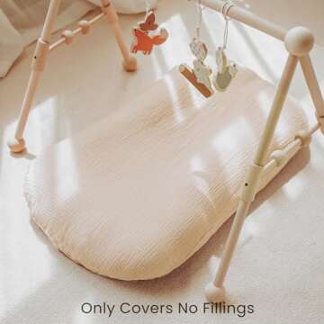 Konssy Muslin Baby Lounger Cover 2 Pack, 100% Cotton Newborn Lounger Cover, Soft and Breathable Lounger Slipcover for Boys Girls, Covers Only (Green,Wheat)