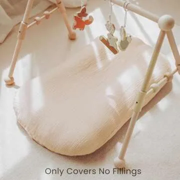 Konssy Muslin Baby Lounger Cover 2 Pack, 100% Cotton Newborn Lounger Cover, Soft and Breathable Lounger Slipcover for Boys Girls, Covers Only (Green,Wheat)