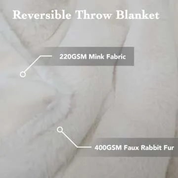 LuxenrelaX Cozy Blanket Faux Fur Throw Blanket for Couch Striped Fleece Blanket Fuzzy Super Soft Bed Blanket White Blanket Plush Warm Throw Blanket for Women Men Kids, Throw Size 50"x60", Ivory White