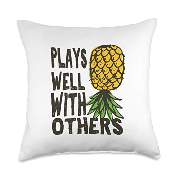 Swinger Couples Plays Well With Others Upside Down Pineapple Throw Pillow