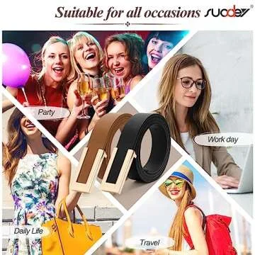 SUOSDEY Women Leather Belts with Gold Buckle for All Occasions