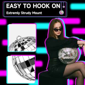 54 Pcs Disco Ball, Hanging Disco Ball Decor Mini Silver Disco Ball Cake Topper Mirror Ball Decorations 71s Disco Themed Party Wedding Christmas Supplies