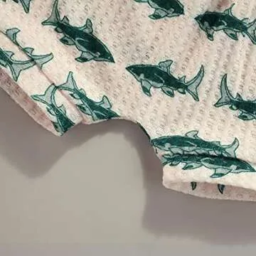 Newborn Baby Boys Summer Cute Clothes Sets 2pcs 0-18M Animal Printed Short Sleeve Pullover T Shirts Tops Shorts (Beige, 3-6 Months)