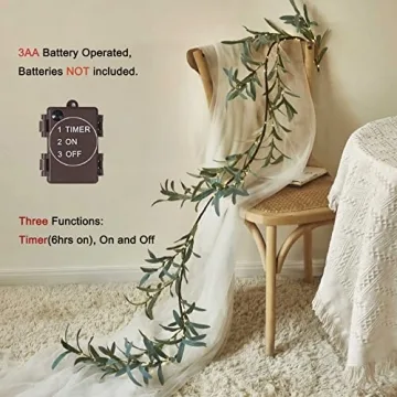 Elegant LITBLOOM 6FT Olive Garland with Timer