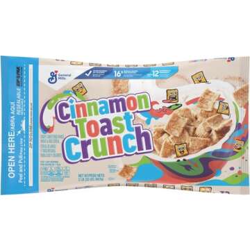 Cinnamon Toast Crunch Breakfast Cereal, Crispy Cinnamon Cereal, Value Bag, 32 oz