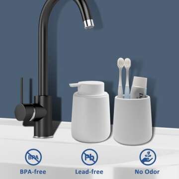 TOOZFO Soap Foaming Dispenser Ceramic with Easy-to-Press Pump Hand Foam Dispenser for Shampoo Bathroom Kitchen 12 oz