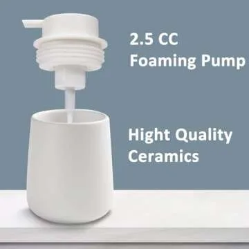 TOOZFO Soap Foaming Dispenser Ceramic with Easy-to-Press Pump Hand Foam Dispenser for Shampoo Bathroom Kitchen 12 oz
