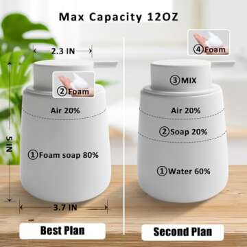 TOOZFO Soap Foaming Dispenser Ceramic with Easy-to-Press Pump Hand Foam Dispenser for Shampoo Bathroom Kitchen 12 oz