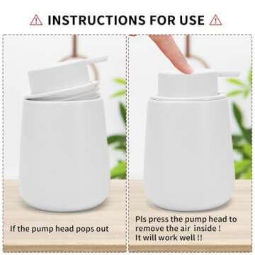 TOOZFO Soap Foaming Dispenser Ceramic with Easy-to-Press Pump Hand Foam Dispenser for Shampoo Bathroom Kitchen 12 oz