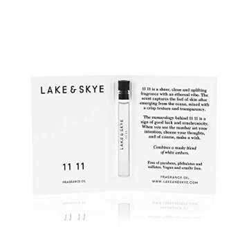 Lake & Skye 11 11 Fragrance Oil, 0.04 fl oz (1.2 ml) - Clean, Sheer, Uplifting Scent