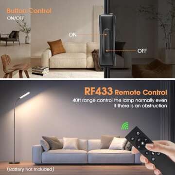 xinp Floor Lamp, Bright 18W LED Standing Lamps for Living Room, Remote Stepless Adjustable Color and...