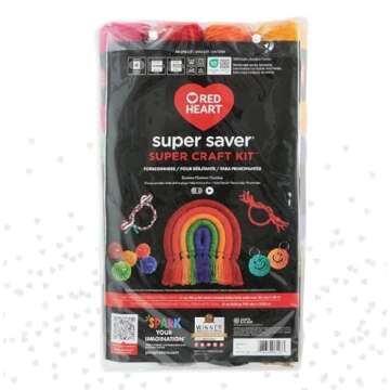 Red Heart Super Saver Yarn Stitchers Kit, 12 Balls, 1 Tote Bag, 1 Knitting Needle, 1 Crochet Hook, 1 Measuring Tape, 1 Knit Counter