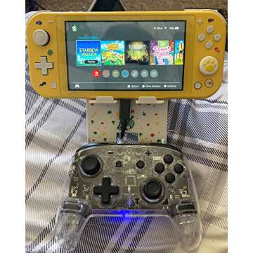 Busjoy Stand for Nintendo Switch, Steam Deck, Switch OLED, Switch Lite, Cute Game Theme for Animal Crossing, Angle Adjustable Holder, Portable Foldable Non-Slip Bracket-White