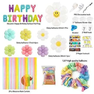 Daisy Birthday Balloons Garland Kit for Unforgettable Parties