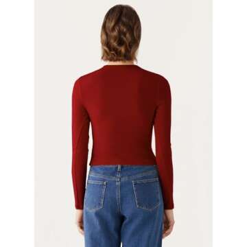 FIGKICKSEN Ribbed Long Sleeve Tops for Women Button Up Fall Going Out Button Down Open Front Slim Fit Casual Shirts Top