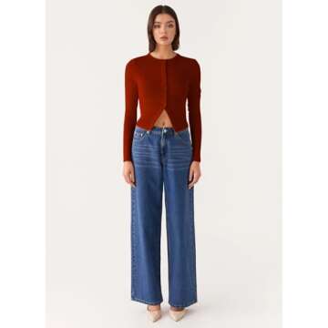 FIGKICKSEN Ribbed Long Sleeve Tops for Women Button Up Fall Going Out Button Down Open Front Slim Fit Casual Shirts Top